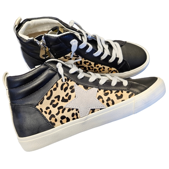 Vintage Havana Shoes - Vintage Havana Lester Black Leopard Mid Sneaker Leather NEW